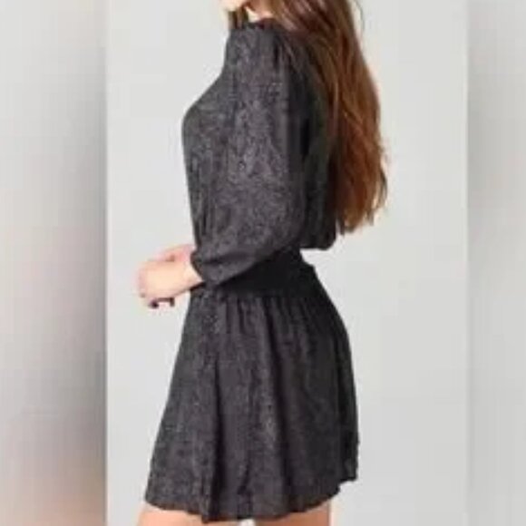 Rails Inez Mini Dress Gray Slate Python Snake Print Long Sleeve Elastic Waist Sm - Picture 11 of 12